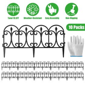 10 Packs Garden Decorative Lawn Edging Border PP Garden Fence Panels Easy Assembly Outdoor Flower Bed Landscape Fencing No-Dig Spikes With Gloves Tota