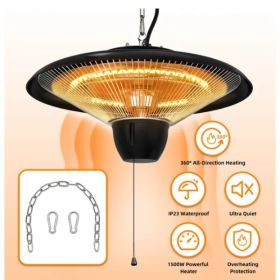 1500W Outdoor Hanging Patio Heater Ultra-Quiet Electric Heating Lamp