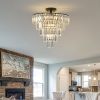 (Same as W1340110374/L5011) 20" Black Crystal Chandelier Ceiling Light, Modern Luxury 10-Light Flush Mount Light Fixture