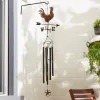 Copper Rooster Weathervane Wind Chime - Decorative Outdoor Garden Accent
