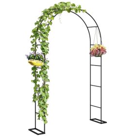 8 Ft Steel Garden Arch, Garden Arbor Trellis Features A Large Rectangular Base With Large Base For Climbing Plants, Wedding Arch Stand