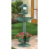 Verdigris Garden Centerpiece Bird Bath Planter With Led Light - Outdoor Decor For Garden And Patio
