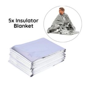 Emergency Blanket Outdoor Portable Thermal Double-sided Silver Survival (Option: Silver-140x210cm-5pcs)